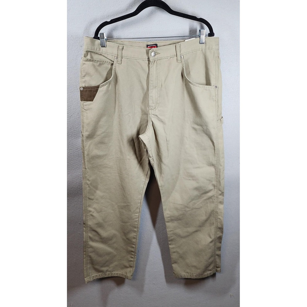 Wrangler Workwear Pants Mens 38x30 Khaki Carpenter Utility Cropped Hammer Loop